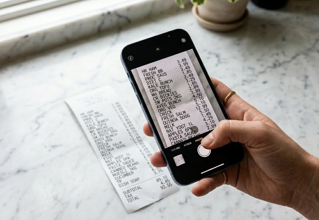 Scanning a supermarket receipt with a smartphone